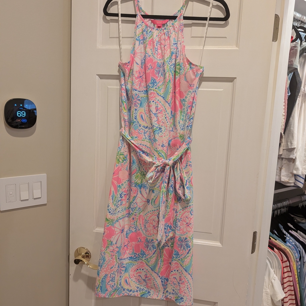 Lilly Pulitzer Mabry Midi Dress Multi Flock Full Of Fun NWT Size Large